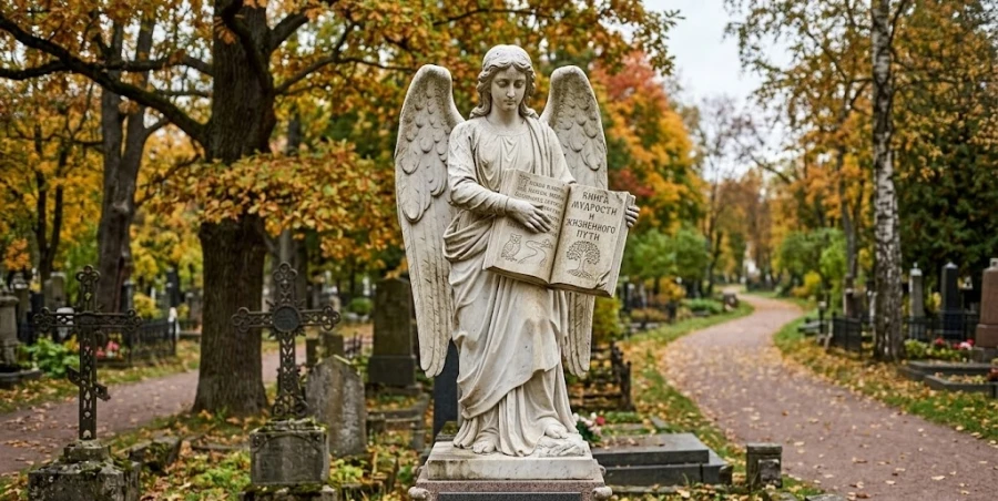 angel-s-knigoy-na-pamyatnike